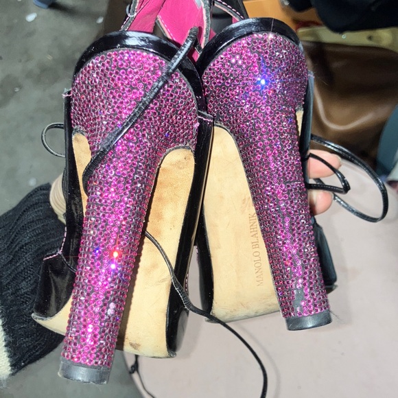 Manolo blahnik black and Pink Women's Lace-Up Heels - Picture 7 of 13